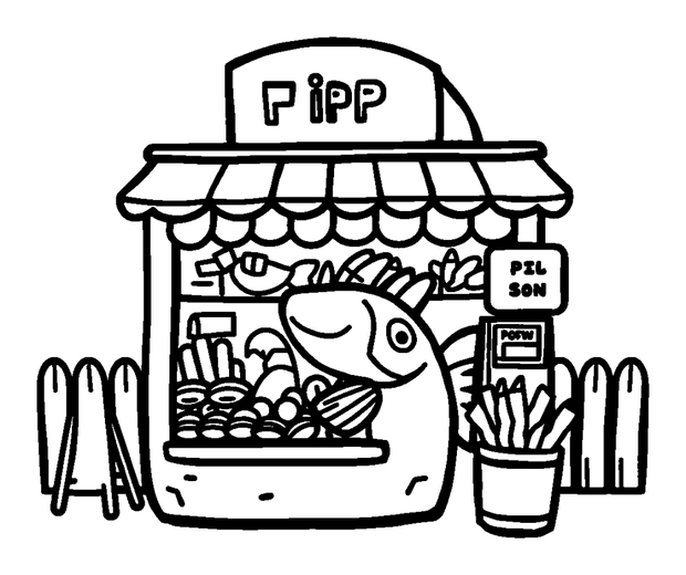 Fish And Chip Shop colouring page — free printable for kids