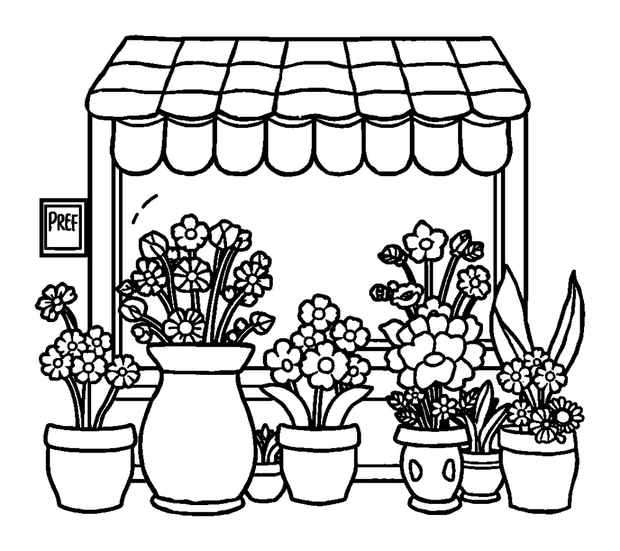 Florist Shop colouring page — free printable for kids