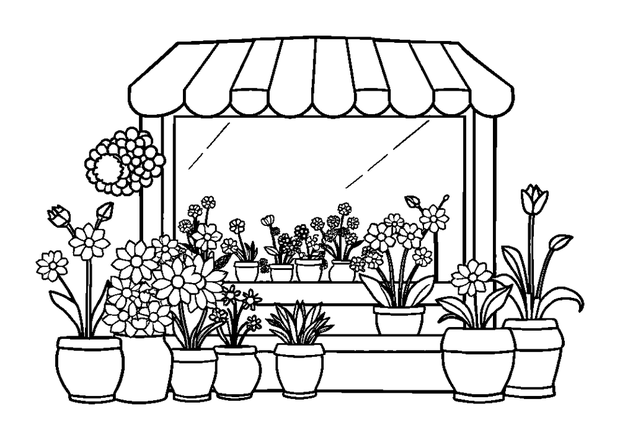 Florist Shop colouring page — free printable for kids