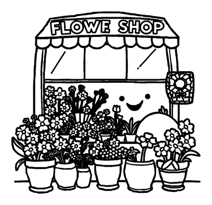 Florist Shop Colouring Page (Toddler, Bold & Easy)