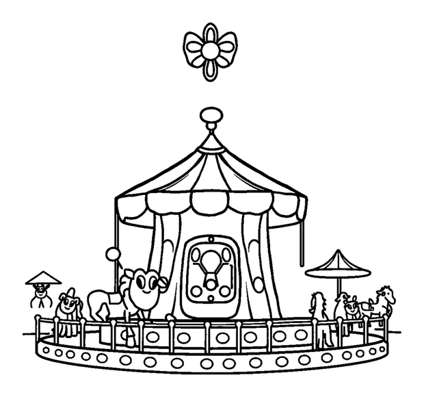 Funfair colouring page — free printable for kids