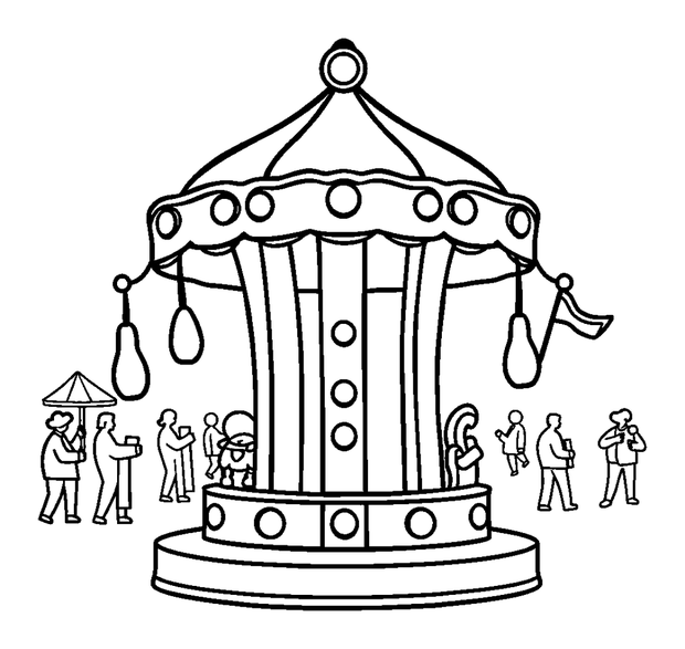 Funfair colouring page — free printable for kids