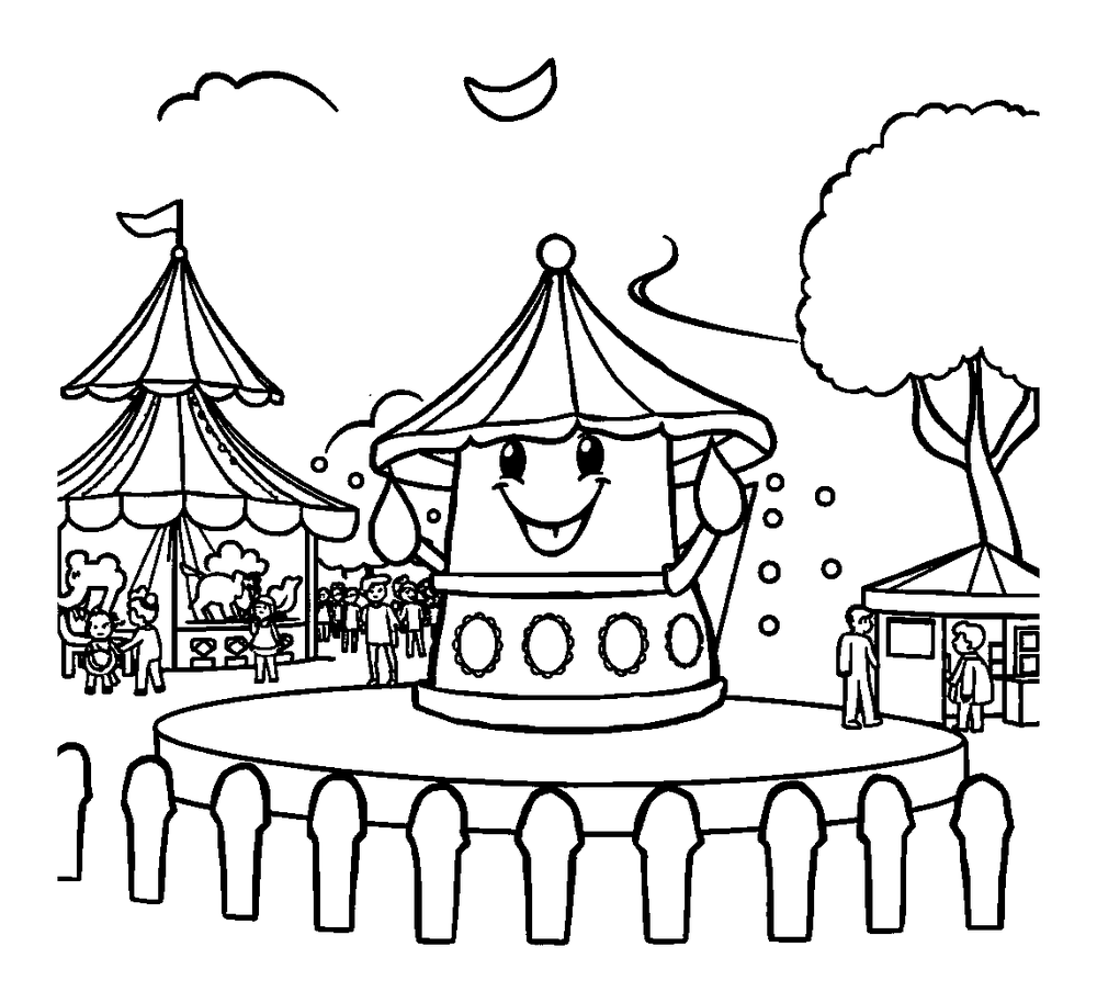 Funfair colouring page — free printable for toddlers