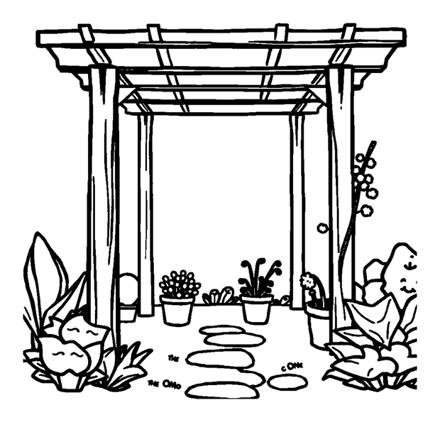 Garden Pergola colouring page — free printable for kids