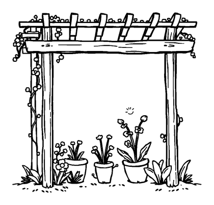 Garden Pergola Colouring Page (Kids, Standard)