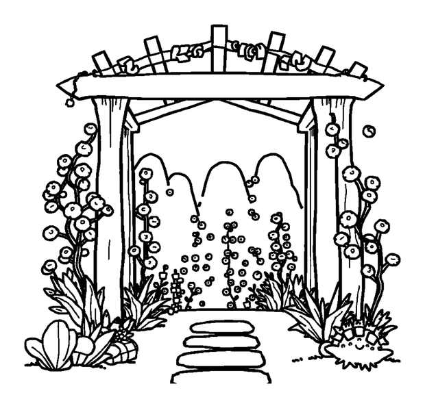 Garden Pergola colouring page — free printable for toddlers