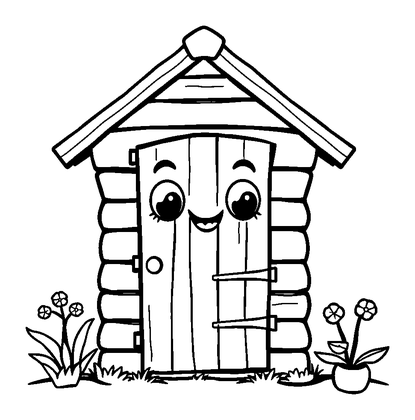 Garden Shed Colouring Page (Kids, Bold & Easy)