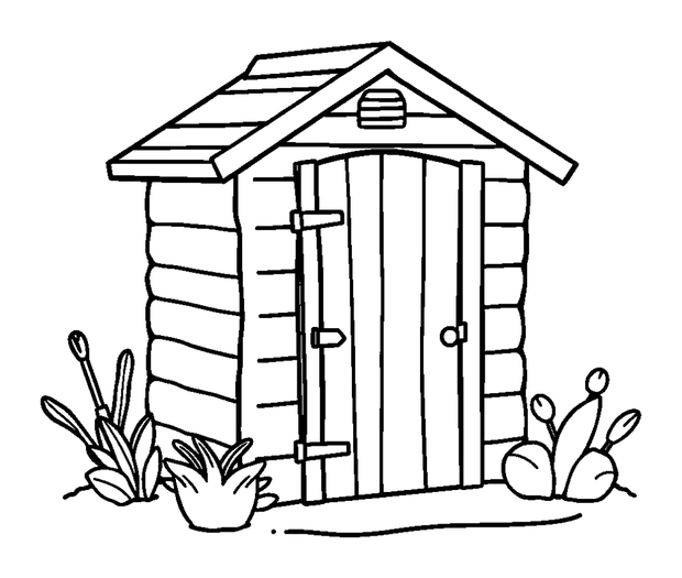 Garden Shed colouring page — free printable for kids