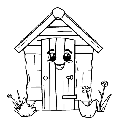 Garden Shed Colouring Page (Kids, Standard)