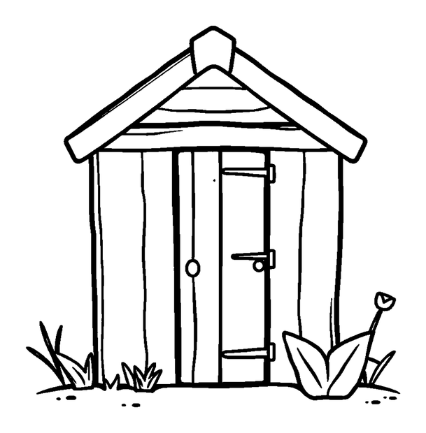 Garden Shed colouring page — free printable for kids