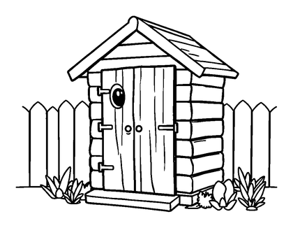 Garden Shed Colouring Page (Toddler, Bold & Easy)