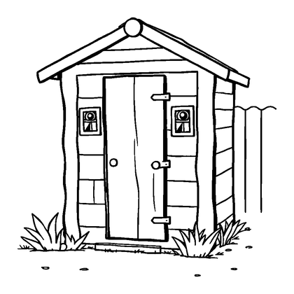 Garden Shed Colouring Page (Toddler, Bold & Easy)