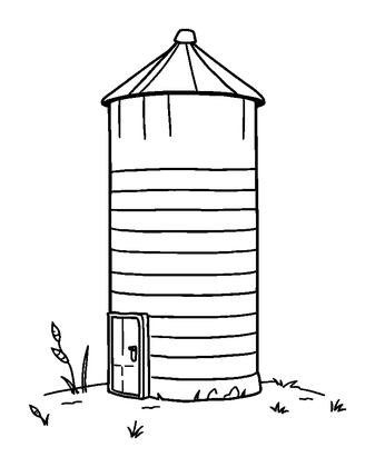 Grain Silo Colouring Page (Kids, Bold & Easy)