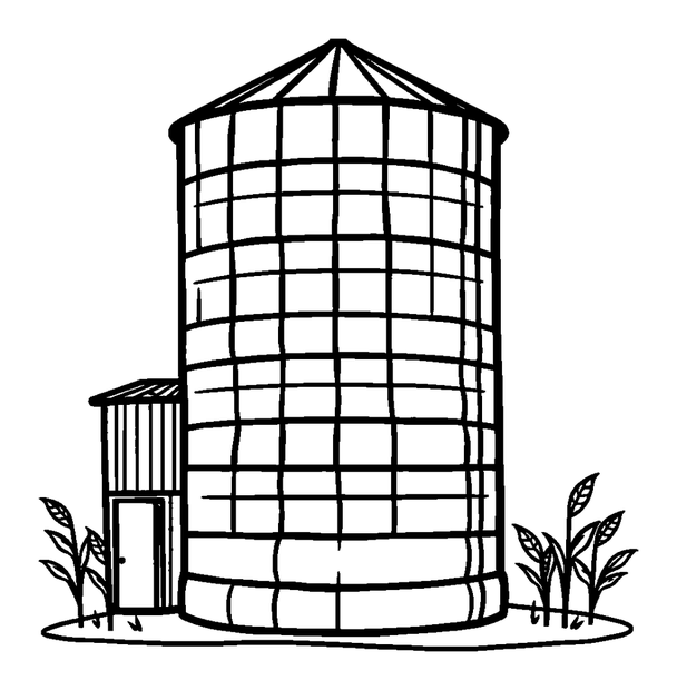 Grain Silo colouring page — free printable for kids