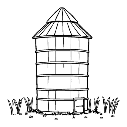 Grain Silo Colouring Page (Toddler, Bold & Easy)