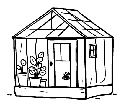 Greenhouse Colouring Page (Kids, Standard)