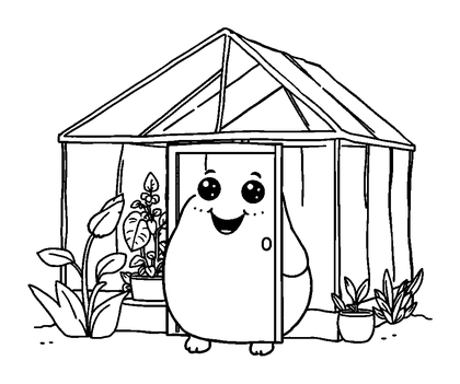 Greenhouse Colouring Page (Toddler, Bold & Easy)