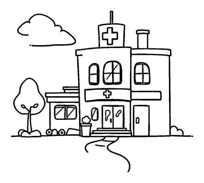Hospital Colouring Page (Kids, Bold & Easy)