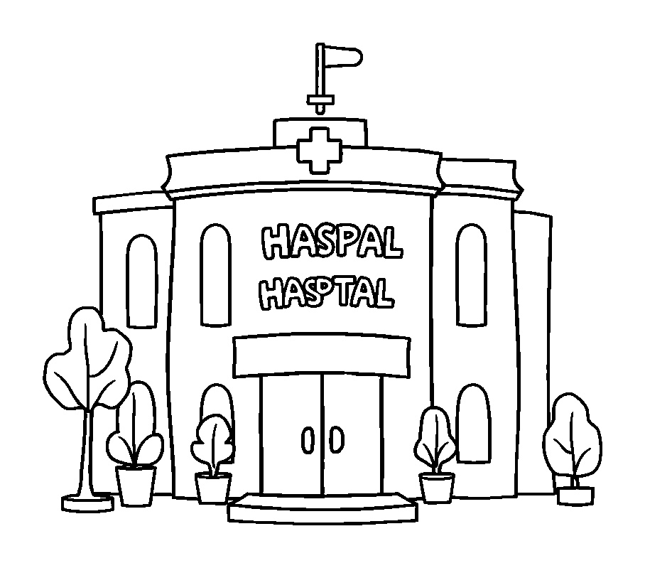 Hospital colouring page — free printable for toddlers