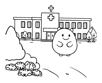 Hospital Colouring Page (Toddler, Bold & Easy)