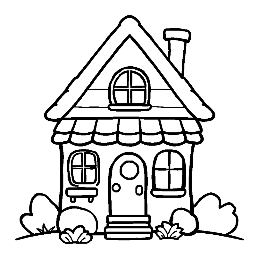 House colouring page — free printable for kids