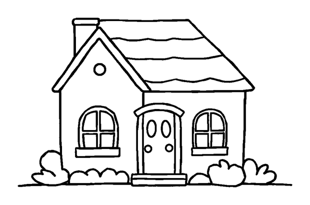 House colouring page — free printable for kids