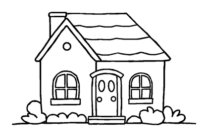 House Colouring Page (Kids, Bold & Easy)