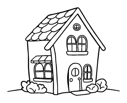 House Colouring Page (Kids, Standard)