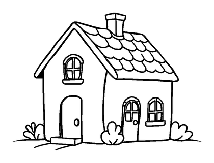 House Colouring Page (Toddler, Bold & Easy)