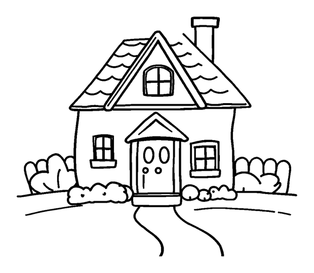 House colouring page — free printable for toddlers
