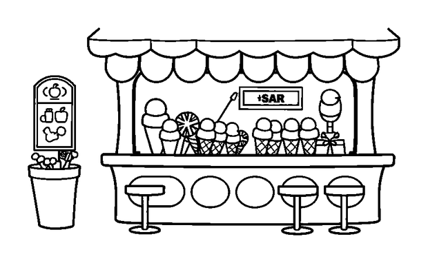 Ice Cream Parlour colouring page — free printable for kids