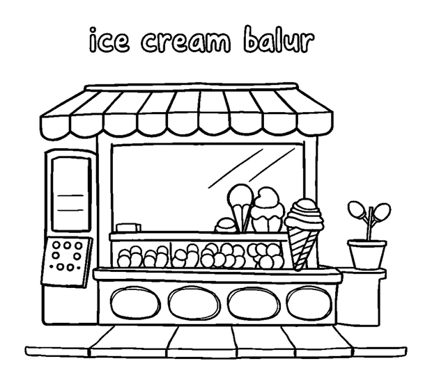 Ice Cream Parlour colouring page — free printable for kids