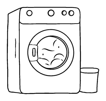 Laundrette Colouring Page (Toddler, Bold & Easy)