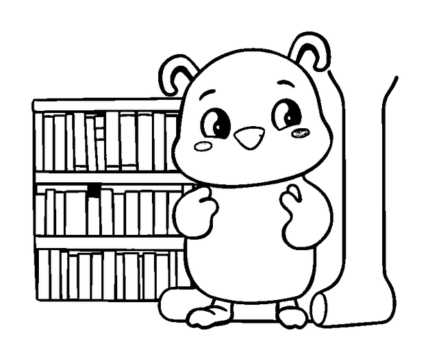 Library colouring page — free printable for kids