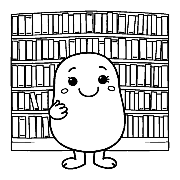 Library colouring page — free printable for toddlers