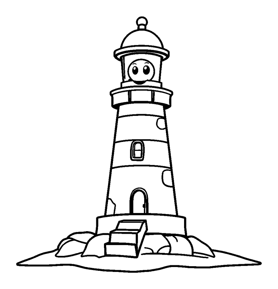 Lighthouse colouring page — free printable for kids
