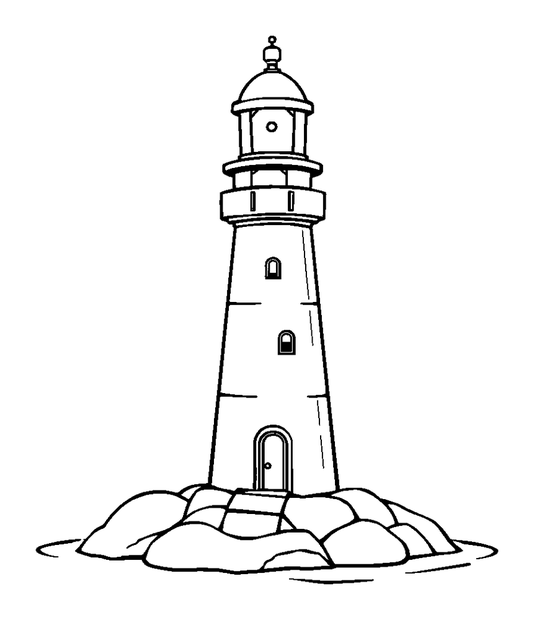 Lighthouse colouring page — free printable for kids