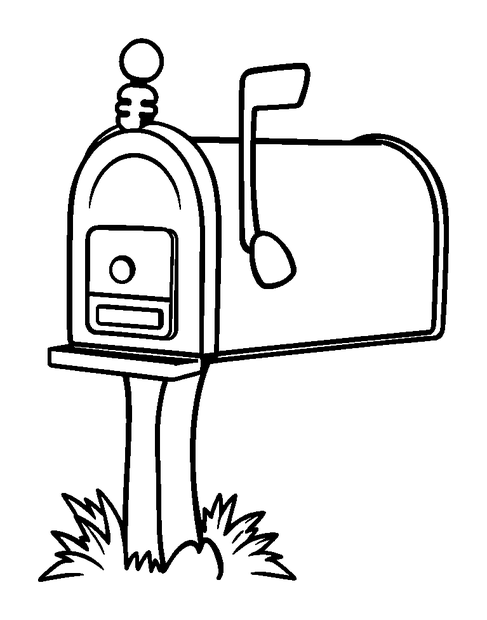 Mailbox colouring page — free printable for kids