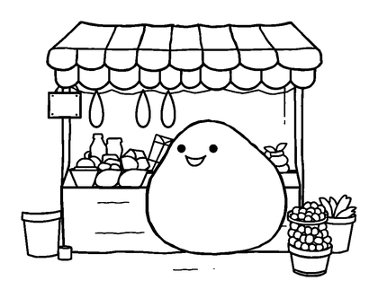 Market Stall Colouring Page (Toddler, Bold & Easy)