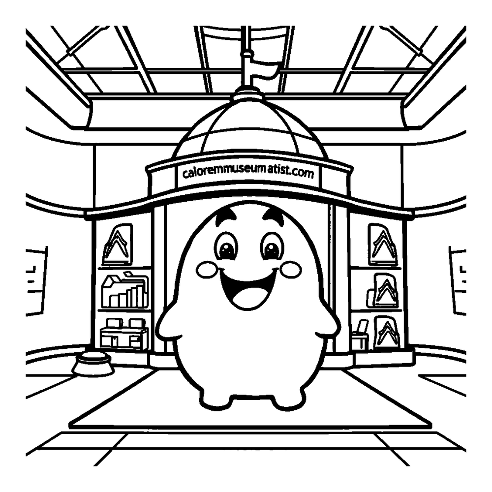 Museum colouring page — free printable for toddlers