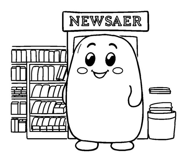 Newsagent colouring page — free printable for toddlers