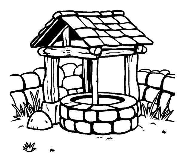 Old Well colouring page — free printable for kids