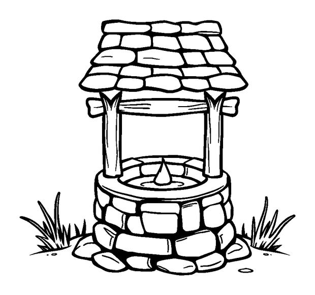 Old Well colouring page — free printable for kids