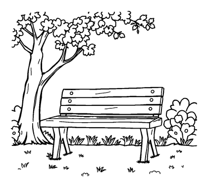 Park Bench Colouring Page (Kids, Bold & Easy)