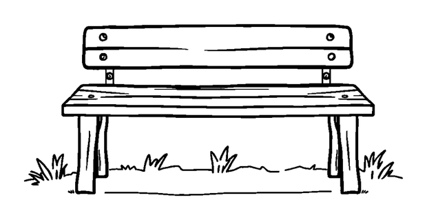 Park Bench colouring page — free printable for kids