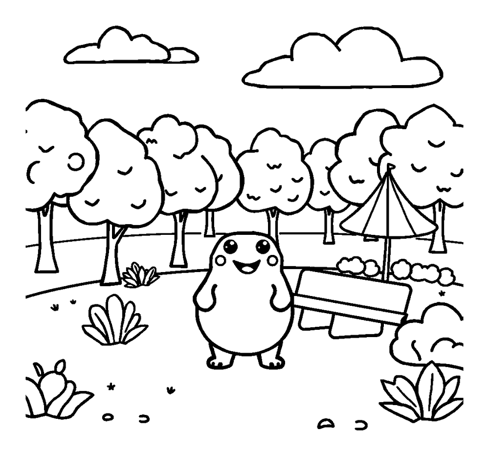 Park colouring page — free printable for toddlers