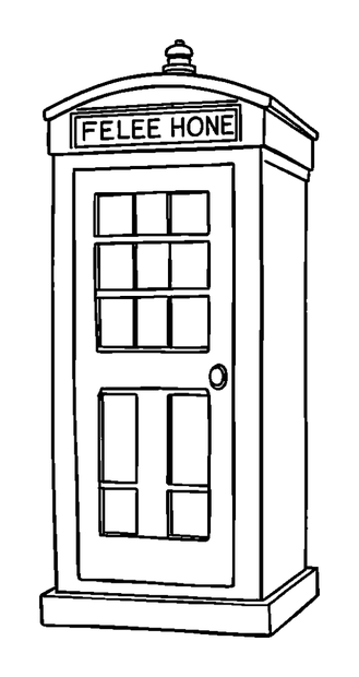 Phone Box colouring page — free printable for kids