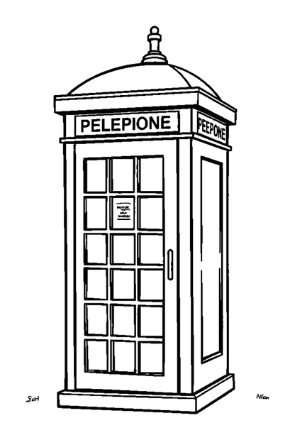 Phone Box colouring page — free printable for kids