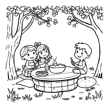 Picnic Scene Colouring Page (Kids, Standard)