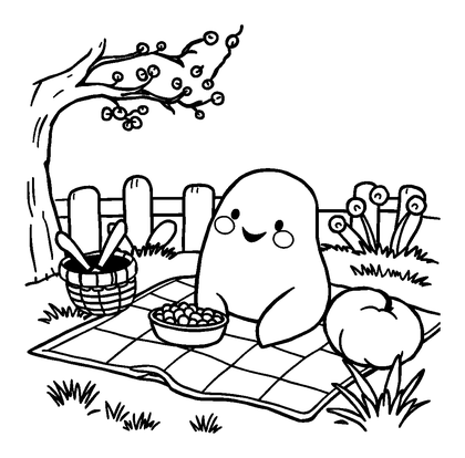 Picnic Scene Colouring Page (Toddler, Bold & Easy)